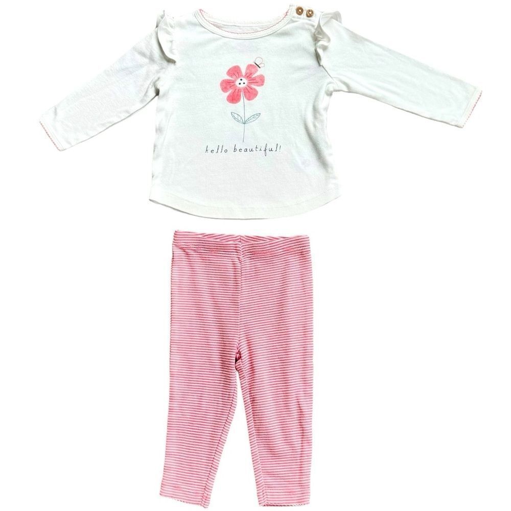 Carter’s Baby Girl Kids Long Sleeve Hello Beautiful Flower Outfit Set. 9 Months.